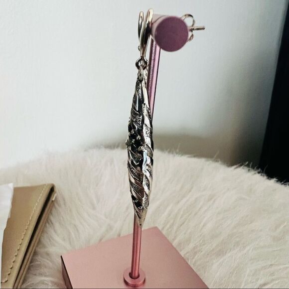 DEVATA Sterling Silver & 18K Gold‎ Black Spinel Animal Print Drop Earrings, NWT - Picture 12 of 16